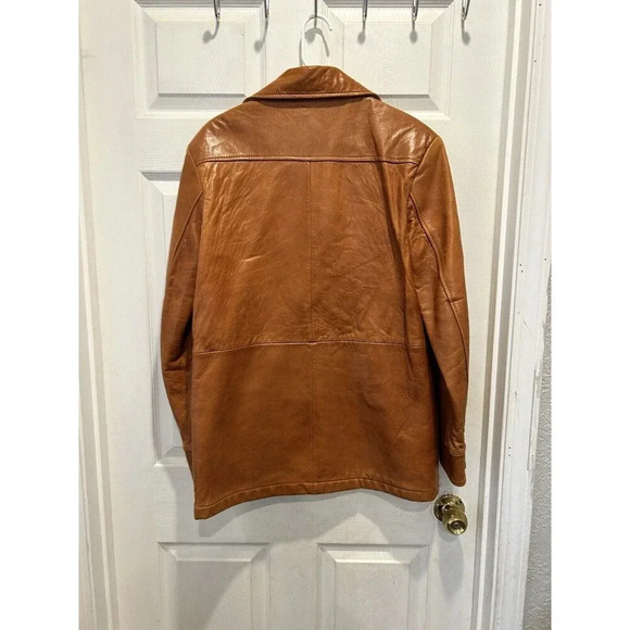 VTG De Long Classic Lamb Leather Men's Brown Button Front Blazer Jacket Size 40R - Picture 9 of 14